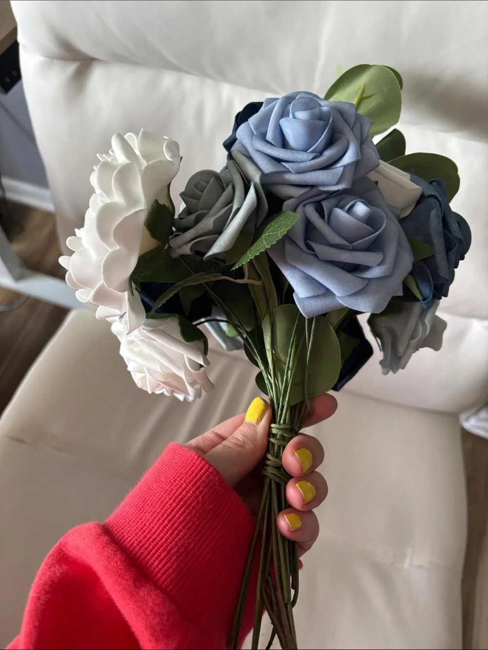 Elegant Navy, Light Blue & White Rose Bouquet -